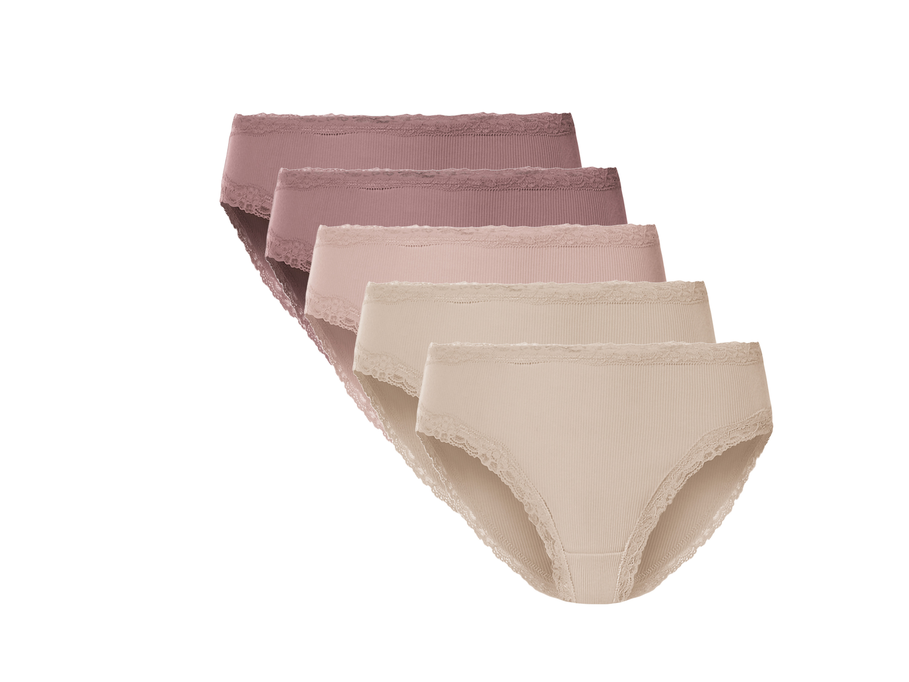 esmara® Lot de 5 culottes femme (rose/beige, S(34/36))