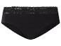 Culotte femme noire avec bordure en dentelle à la taille.