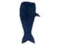Un coussin en peluche bleu en forme de queue de sirène.