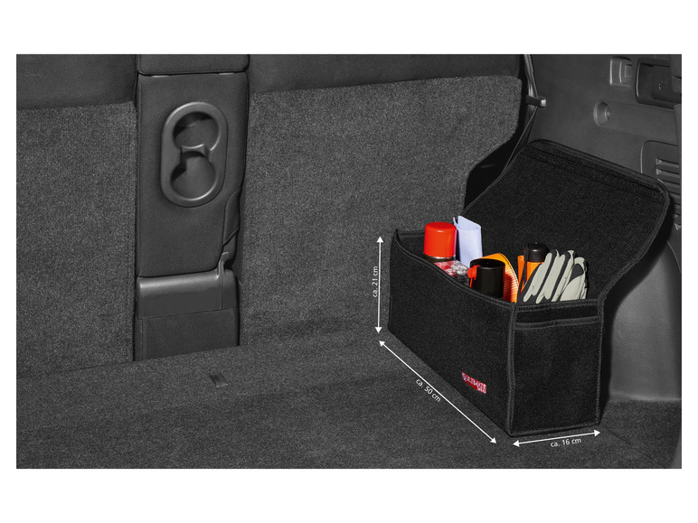 Boîte de rangement Ultimate Speed ​​pour voiture, avec des produits de nettoyage et des gants.