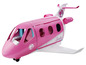 Un avion jouet Barbie rose avec un cockpit et des sièges.
