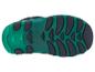 Semelle d'une chaussure d'enfant en vert et gris foncé.