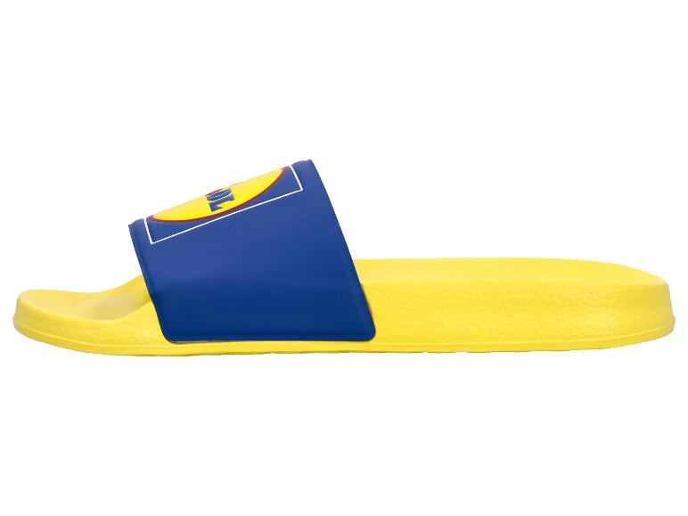 Claques bleues et jaunes avec logo