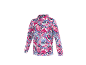 Haut à manches longues avec col montant et motif floral avec des renards roses.