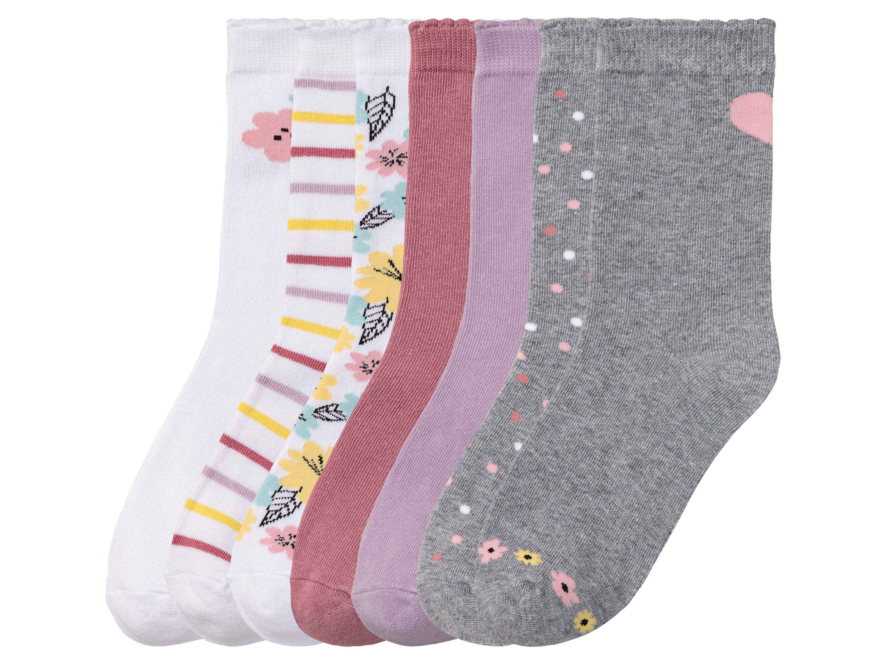 pepperts!® Lot de 7 paires de chaussettes fille (35/38, blanc/lilas/rose/gris)