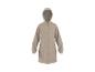 Imperméable beige avec capuche et boutons.