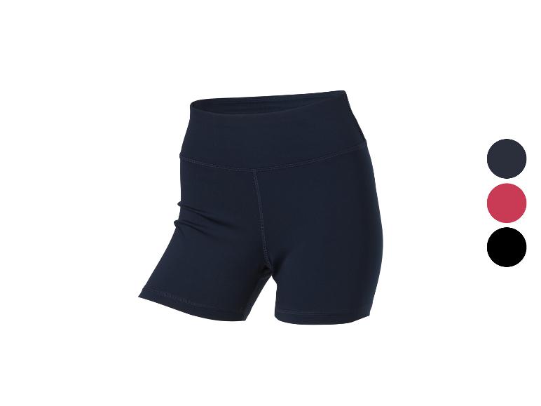 Shorts de sport femme bleu foncé avec options de couleur : bleu foncé, rouge, noir.