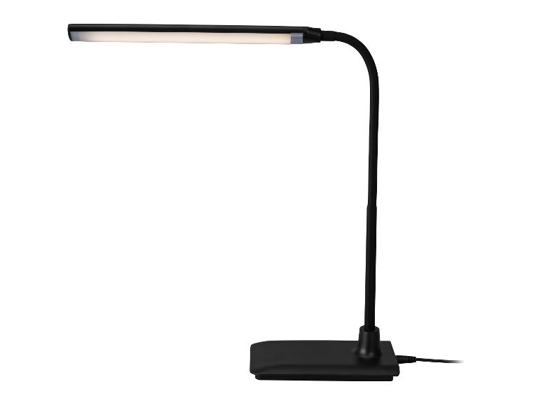 Lampe de bureau LED noire avec col flexible et barre lumineuse rectangulaire