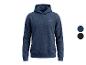 Sweat à capuche homme bleu marine, avec petit logo sur la poitrine et deux options de couleur.