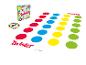 Jeu Twister avec boîte, tapis à pois colorés et roulette.