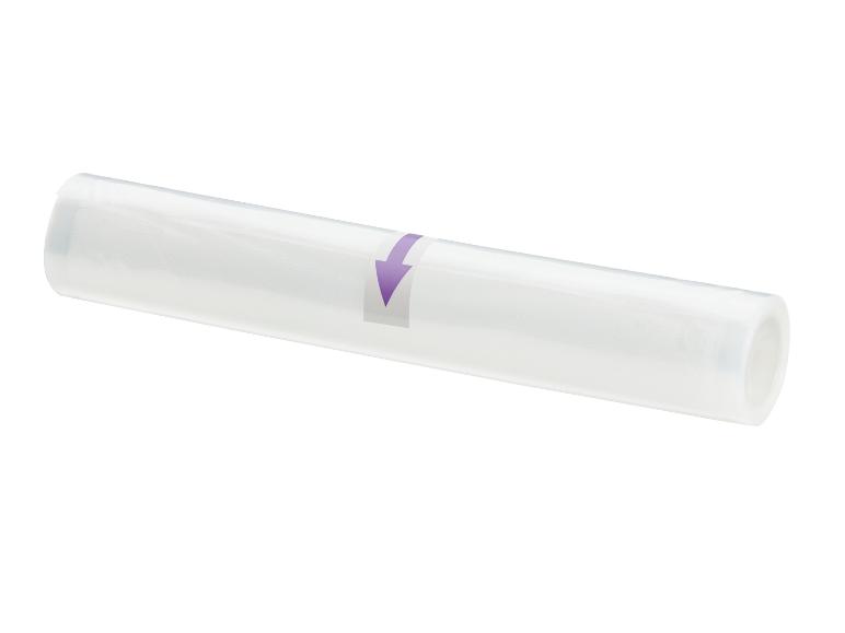 Rouleau de film transparent pour mise sous vide avec flèche violette