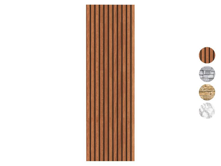 Panneau mural décoratif en bois avec des échantillons de textures de pierre et de marbre.