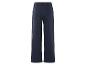 Pantalon bleu foncé à taille haute et poches.
