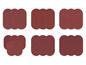 Six piles de papier abrasif avec des trous.