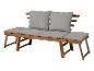 Banc de jardin en bois avec coussins gris