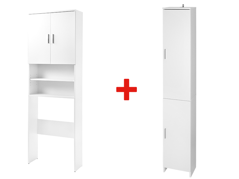 Meuble de rangement blanc pour toilettes et armoire haute de salle de bain