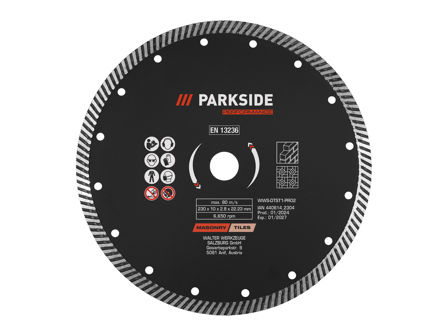 Set De 4 Disques à Tronçonner Diamantés Parkside PWSZS1 - 115mm, Pour Carrelage, Béton, Neuf