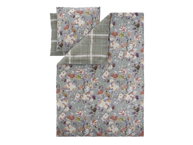 Parure de lit en satin microfibre LIVARNO home avec motif floral et faisans.