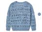 Pull en maille bleu clair, style ajouré.