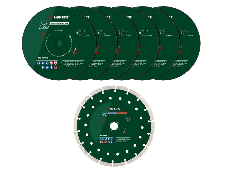 Ensemble de disques à tronçonner pour acier inoxydable et disque diamant pour béton/maçonnerie.