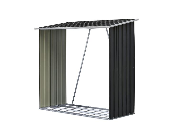 Support métallique pour bois de chauffage avec toit incliné