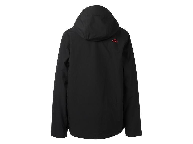 Veste noire pour homme avec capuche et logo de la marque au dos.