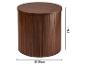 Table d'appoint cylindrique en bois foncé avec des dimensions de 37 cm de hauteur et 39 cm de diamètre.