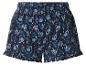 Short de pyjama femme à imprimé floral bleu et volants.