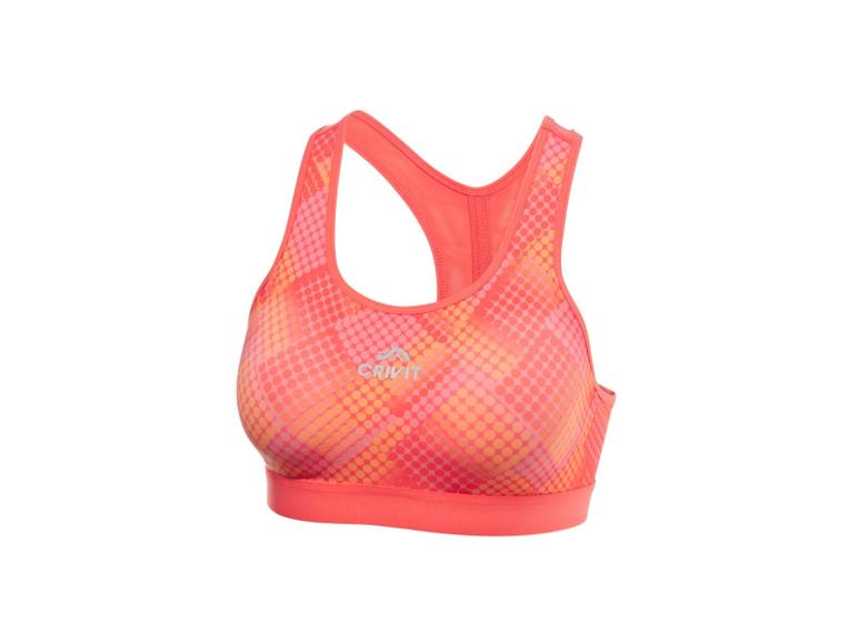 Soutien-gorge de sport femme Crivit couleur corail avec motif à pois