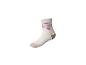Chaussette blanche avec rayures roses et un cœur.