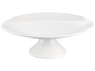 Plat de service rond blanc avec pied.