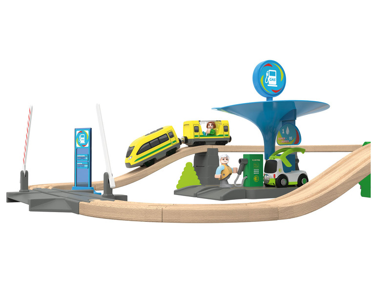 Aller en mode plein écran : Playtive Set de chemin de fer et station-service en bois - Image 2