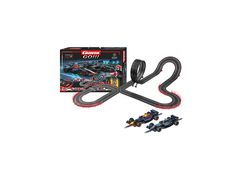 Circuit de course CARRERA Champion's Racing avec looping et deux voitures de Formule 1.
