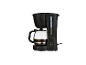 Une cafetière noire avec une carafe en verre.