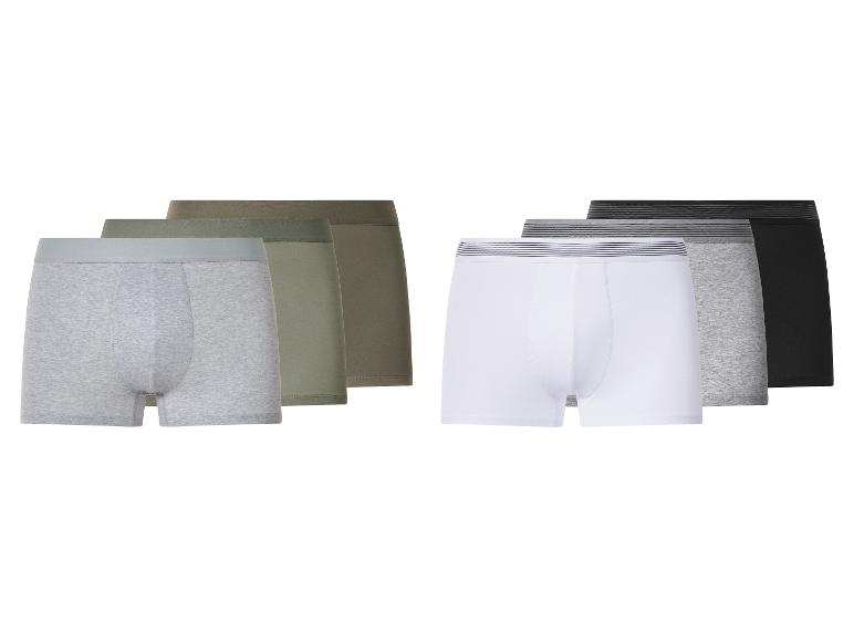 Lot de 6 boxers en coton pour homme en gris, vert, blanc, gris chiné et noir.