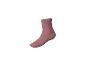Une seule chaussette rose sur fond blanc.