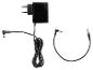 Adaptateur secteur noir avec prise DC et câble audio avec jack 3,5 mm