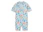 Combinaison de bain enfant, motif océanique : baleines, poissons et palmiers.