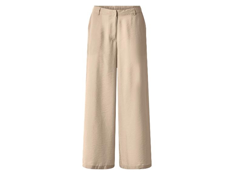 Pantalon large beige avec taille élastique