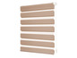 Un store enrouleur jour et nuit beige avec des rayures blanches.