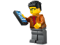 Figurine Lego avec des lunettes et un smartphone affichant des applications.