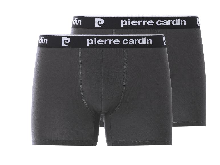 Deux boxers gris foncé pour hommes avec une ceinture noire et du texte blanc.