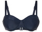 Un soutien-gorge bleu marine à bretelles larges.