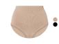 Culottes gainantes beige et noires, aspect côtelé.