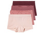 Trois culottes roses, une unie, une rayée et une à pois.
