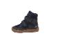 Bottes d'hiver enfant bleu foncé à scratchs avec semelle marron.