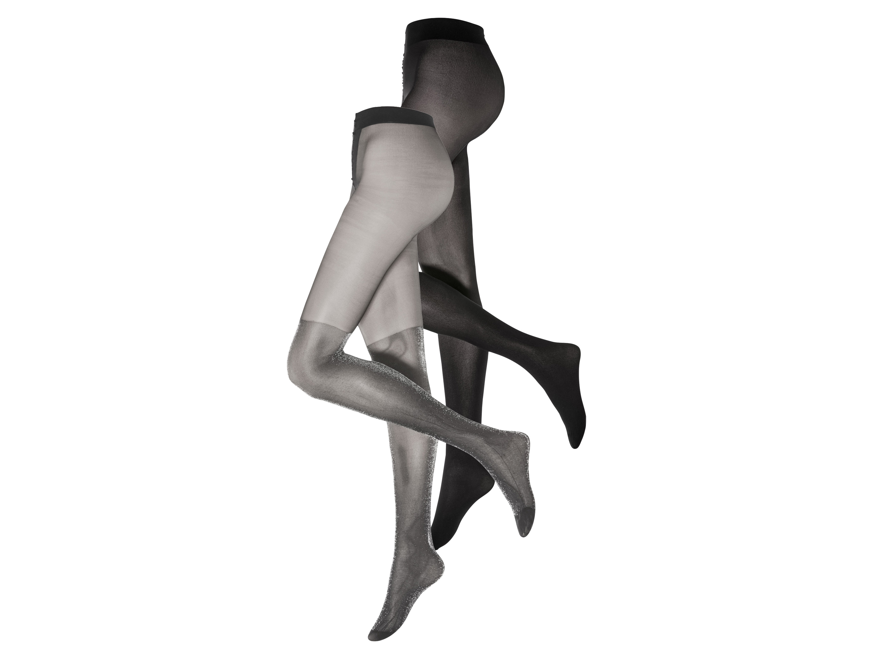 esmara® Lot de 2 collants fins femme (noir/argent)