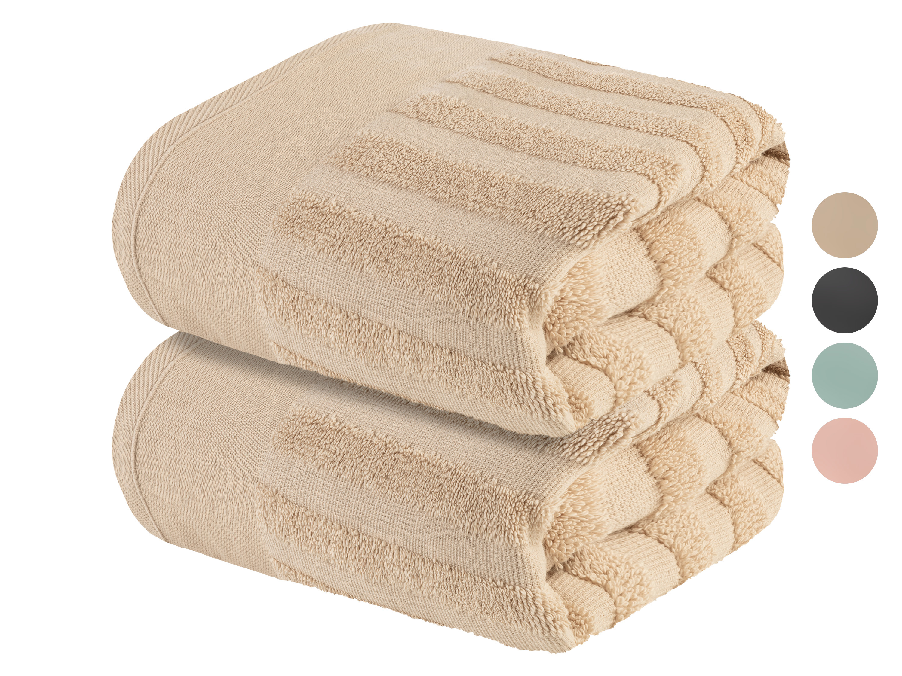 LIVARNO home Lot de 2 serviettes de bain, 50 x 100 cm