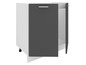 Armoire de cuisine avec une porte grise et un espace ouvert.