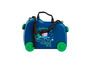 Une valise bleue avec des roues avec Peppa Pig.